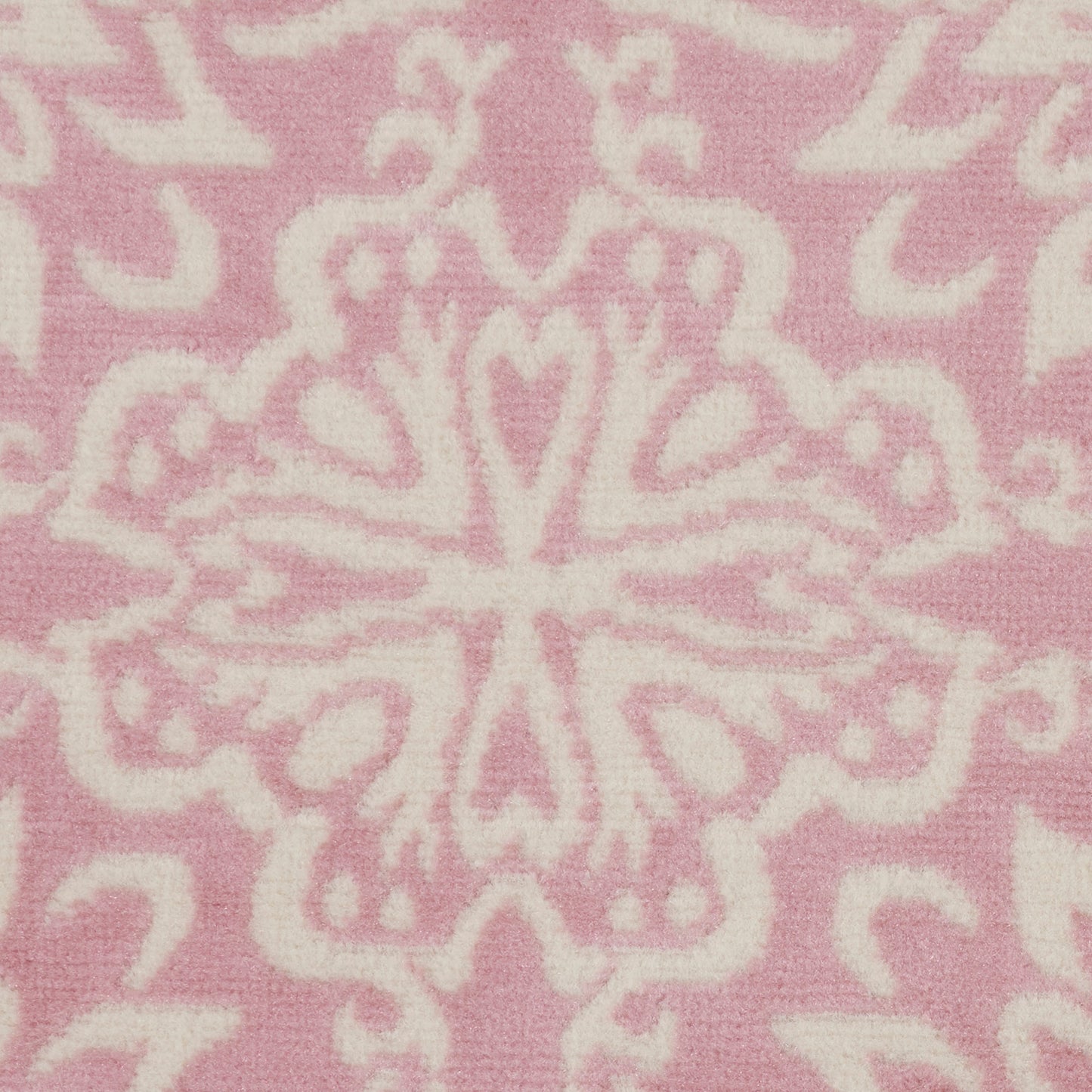 Nourison Jubilant 5'3" x Round Ivory Pink Farmhouse Indoor Rug
