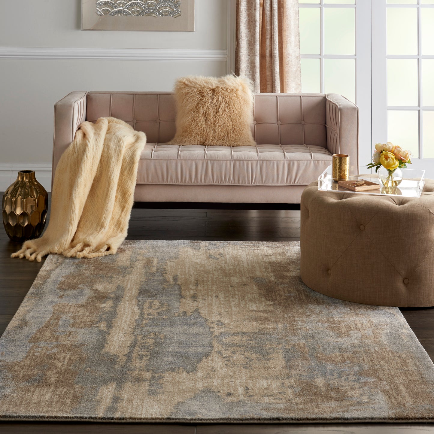 Nourison Moroccan Celebration 5'3" x 7'3" Grey/Beige Modern Indoor Rug