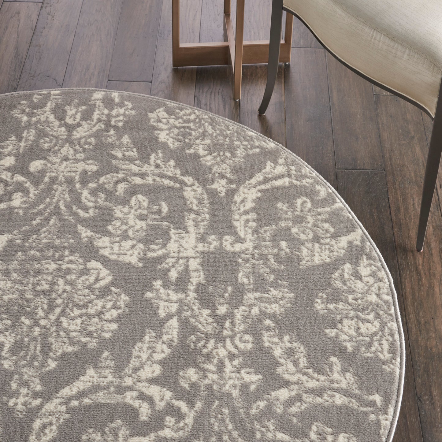 Nourison Jubilant 5'3" x Round Grey Vintage Indoor Rug