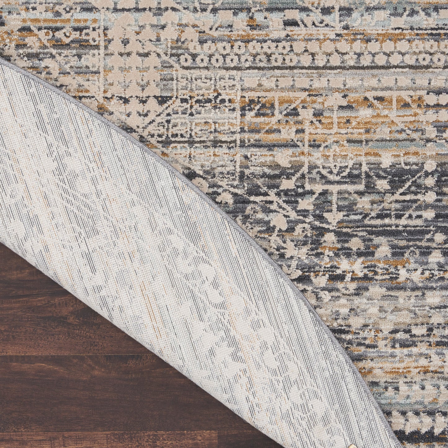 Nourison Lynx 7’10” x Round Ivory Slate Vintage Indoor Rug