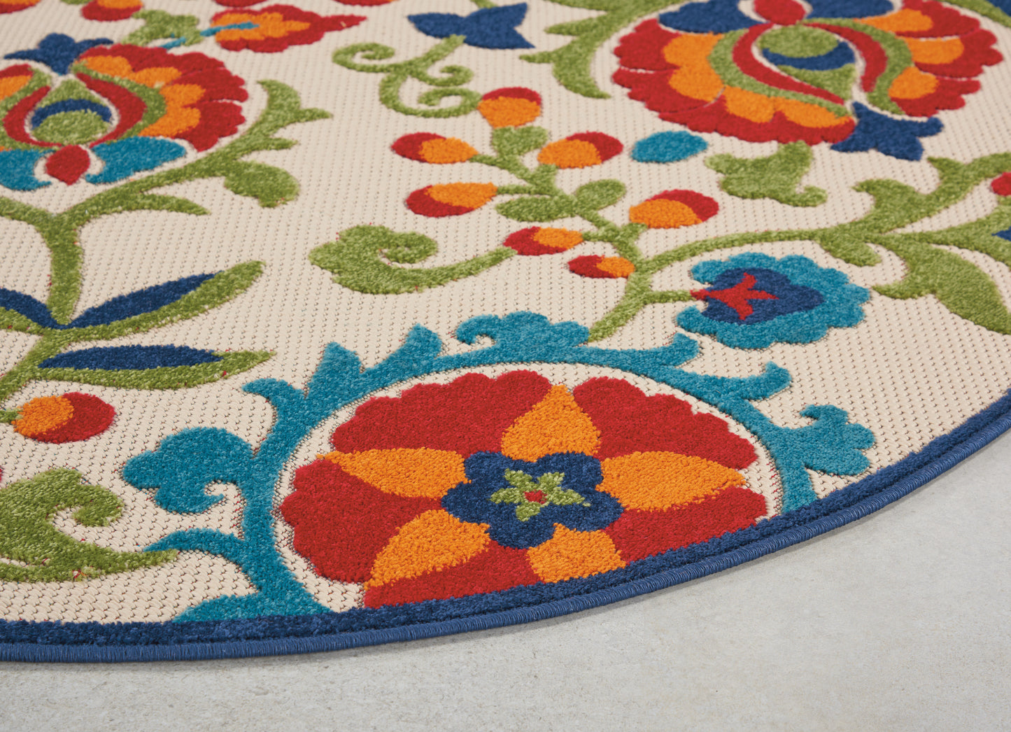 Nourison Aloha 5'3" x Round Multicolor Farmhouse Rug