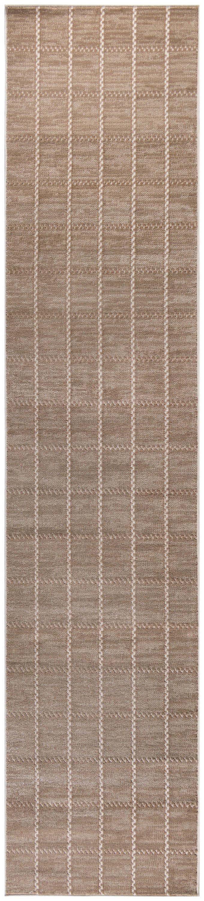 Nourison Serenity Home 2'2" x 7'6" Mocha Ivory Modern Indoor Rug