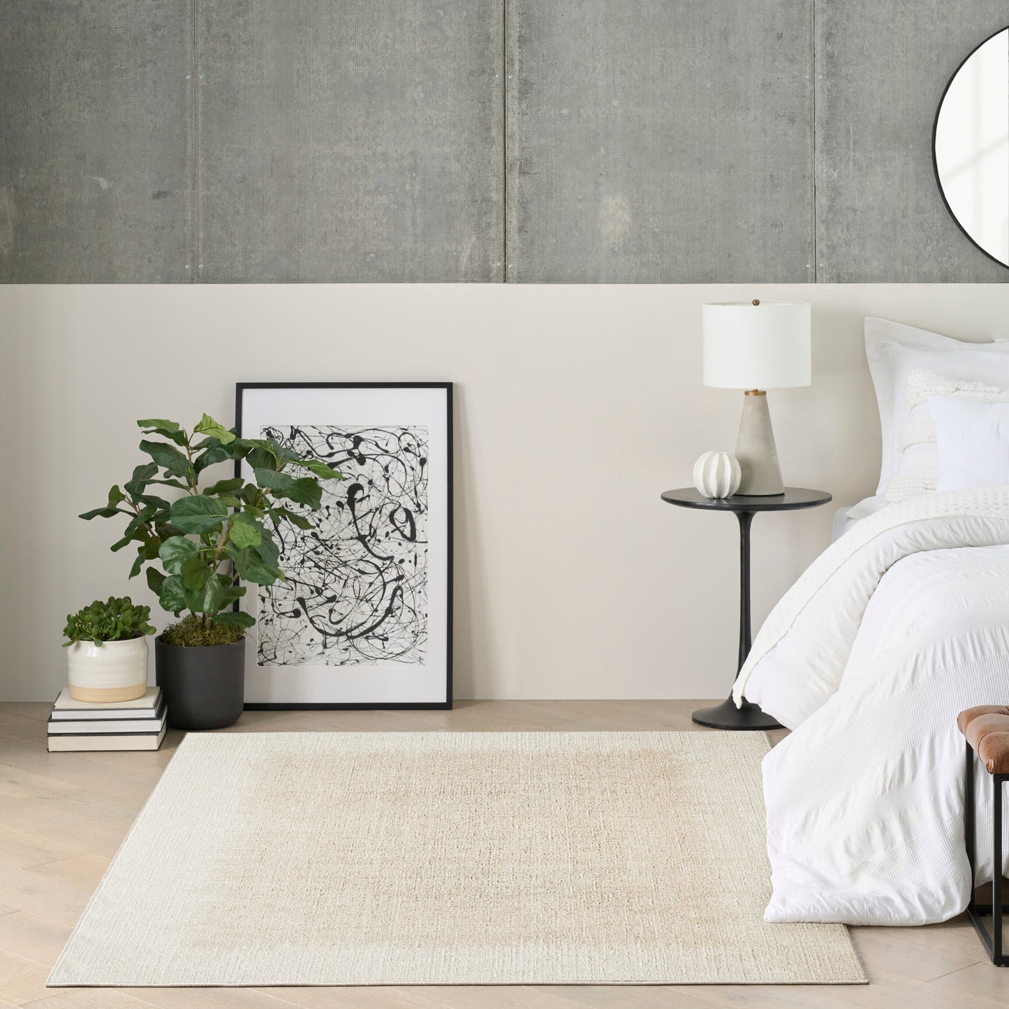 DKNY Grand Street 6' x 9' Ivory Beige Modern Indoor Rug