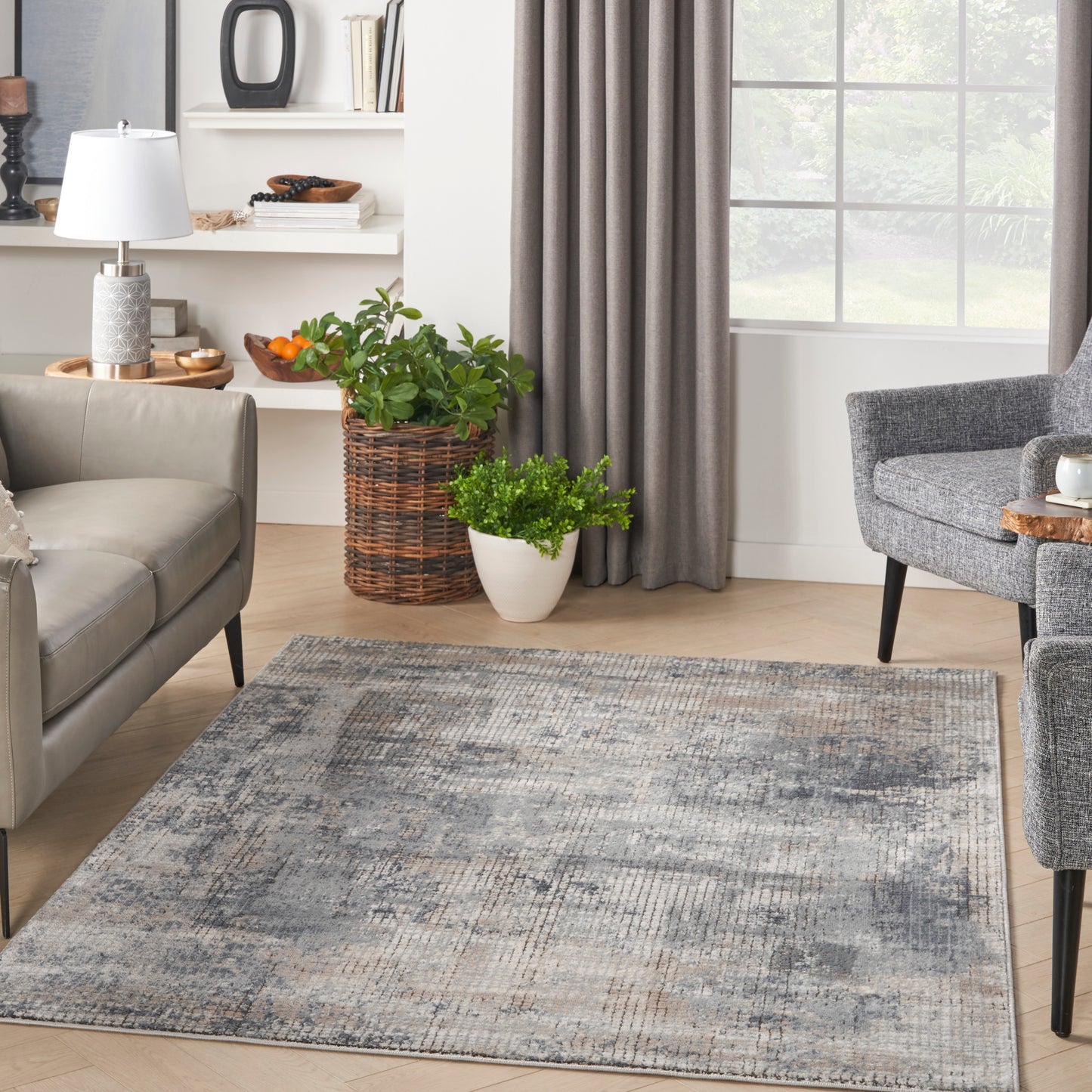 Nourison Quarry 3'9" x 5'9" Blue Beige Modern Indoor Rug