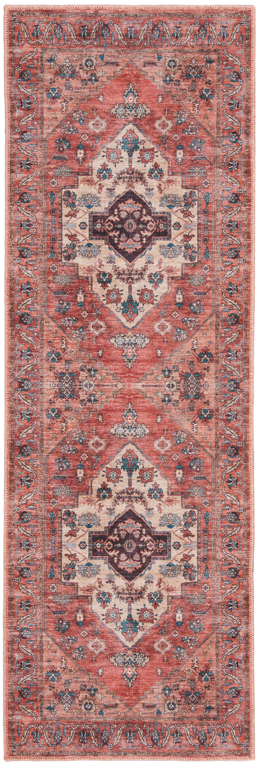 Nourison Grand Washables 2' x 6' Rust Multicolor Vintage Indoor Rug