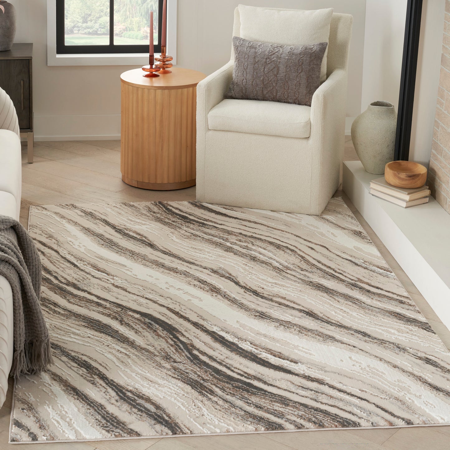 Nourison Sustainable Trends 6' x 9' Beige Grey Modern Indoor Rug