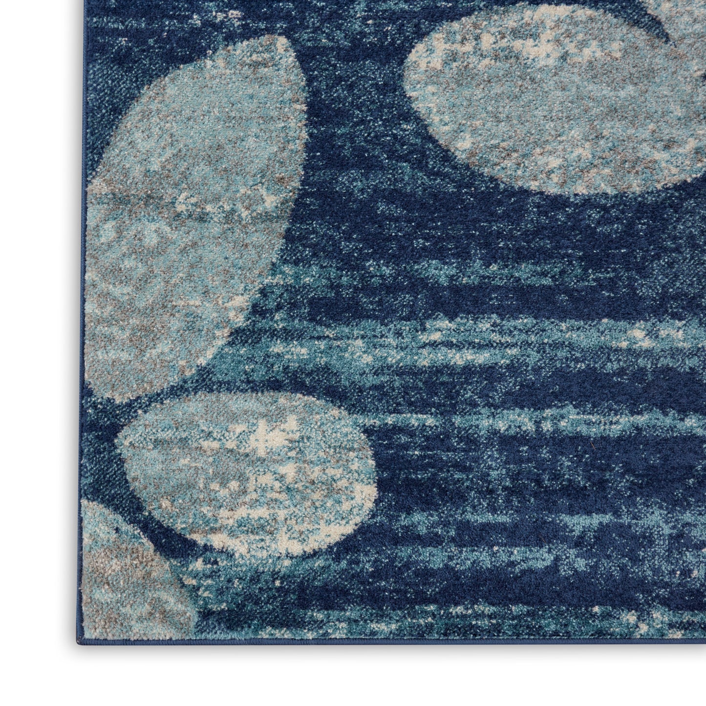 Nourison Tranquil 2'3" x 7'3" Navy/Light Blue Farmhouse Indoor Rug