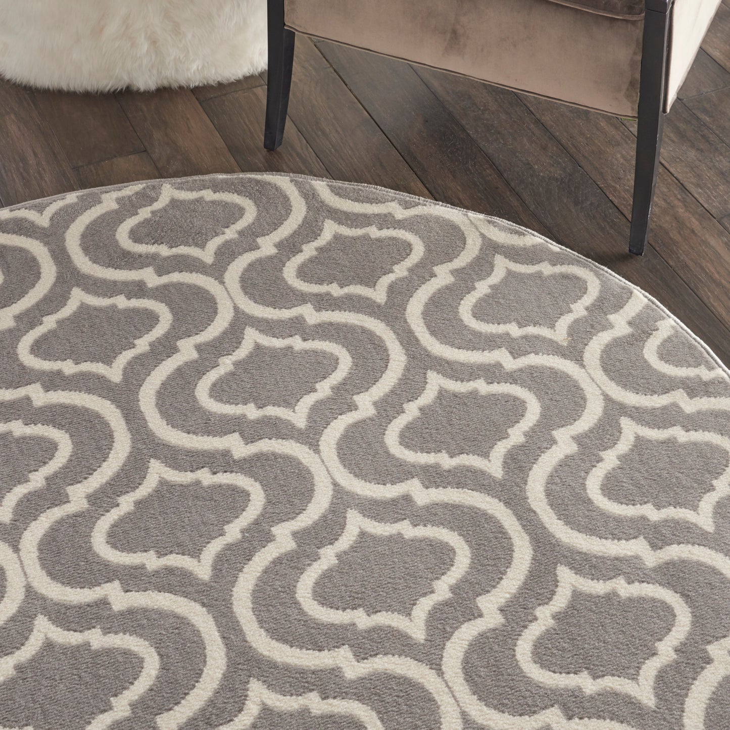 Nourison Jubilant 5'3" x Round Grey Contemporary Indoor Rug