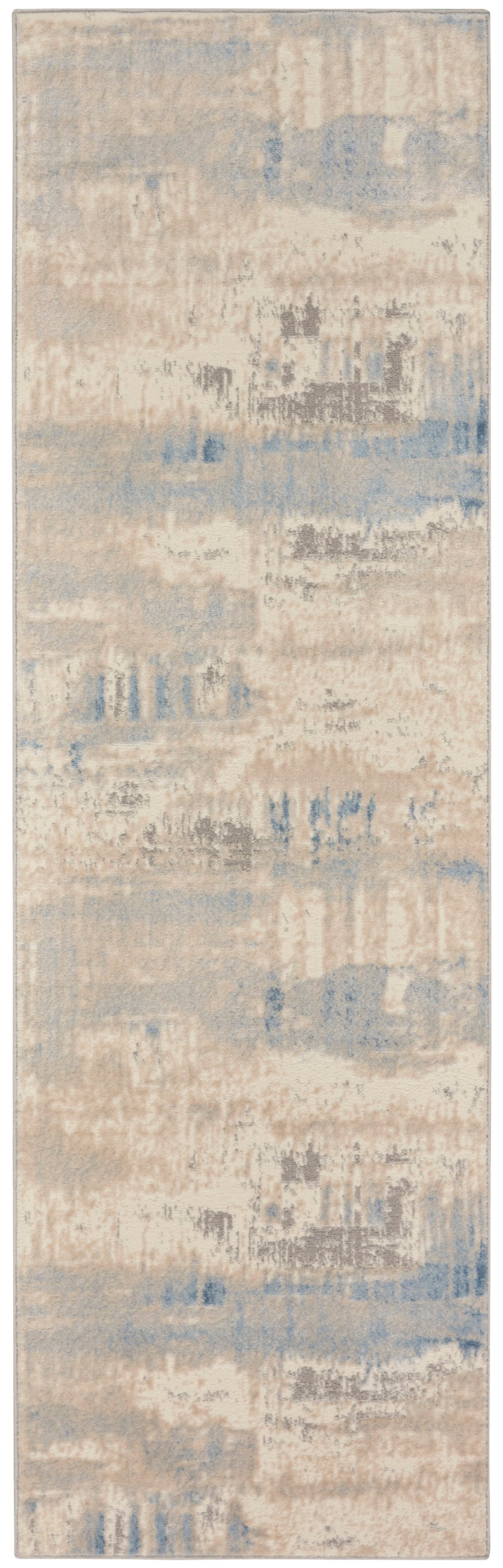 Nourison Solace 2'3" x 7'3" Ivory/Grey/Blue Modern Indoor Rug