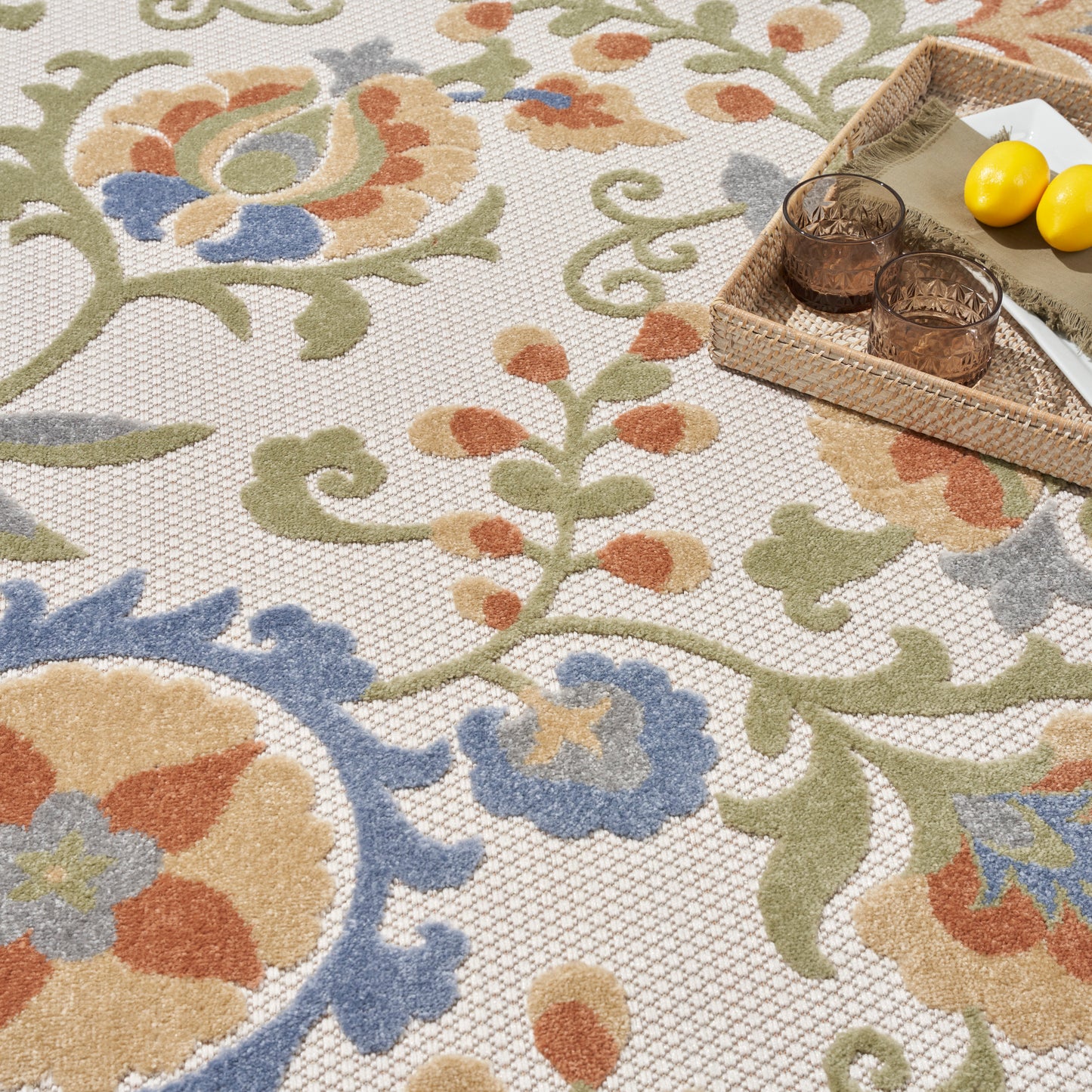 Nourison Aloha 9' x 12' Ivory Blue Outdoor Rug