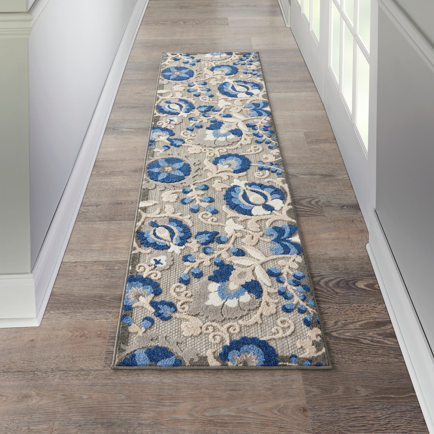 Nourison Aloha 2' x 6' Natural Blue Farmhouse Rug