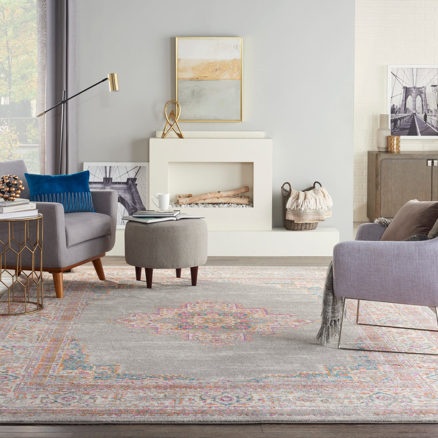 Nourison Passion 1'10" x 6' Grey Bohemian Indoor Rug