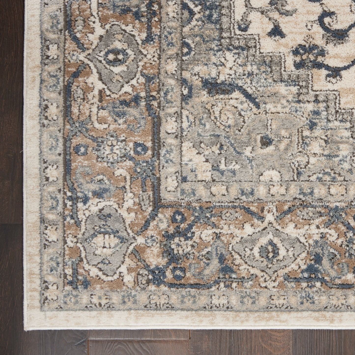 Nourison Quarry 2'2" x 10' Ivory Grey Farmhouse Indoor Rug