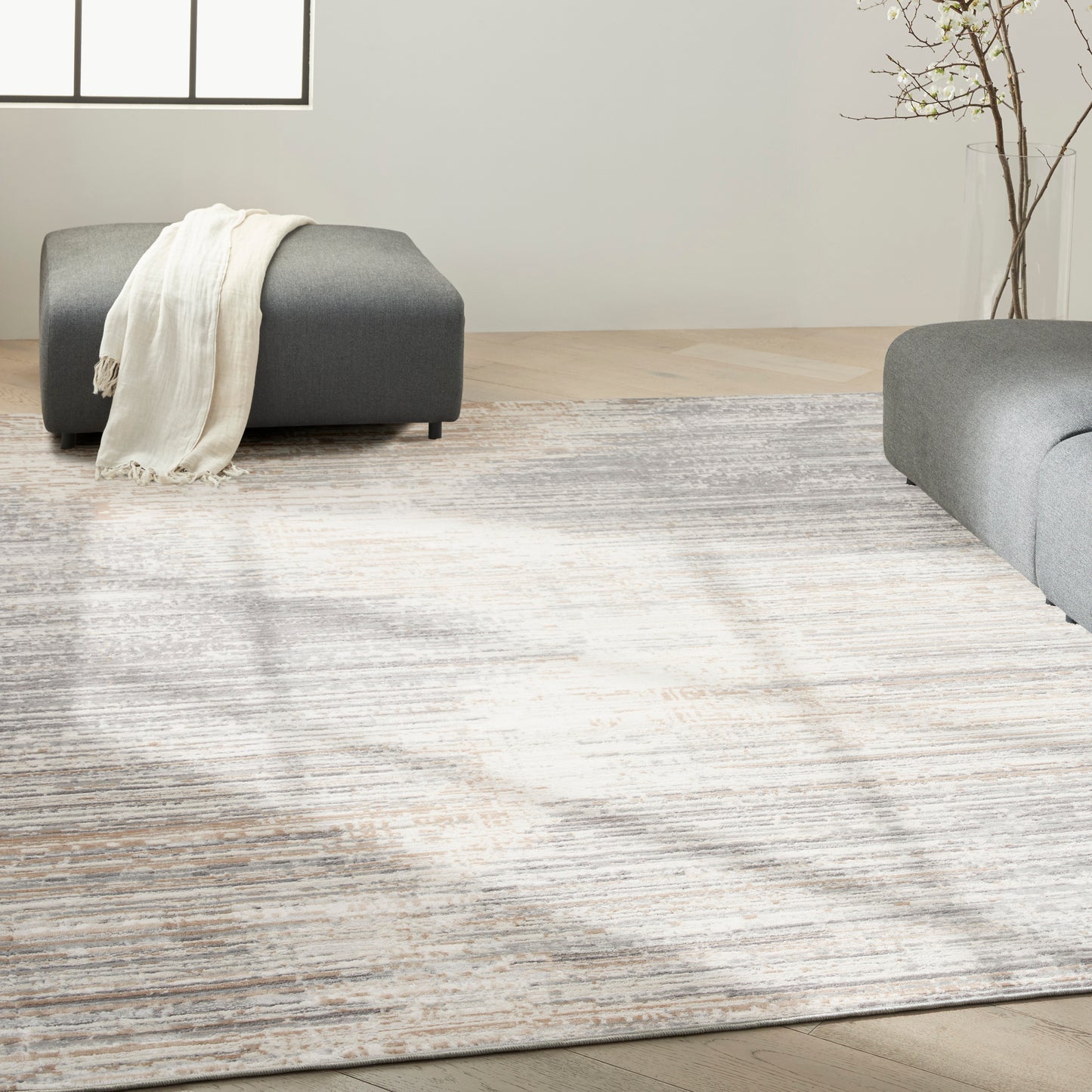 Calvin Klein CK011 Verdant 7'10" x 9'10" Ivory/Grey Modern Indoor Rug