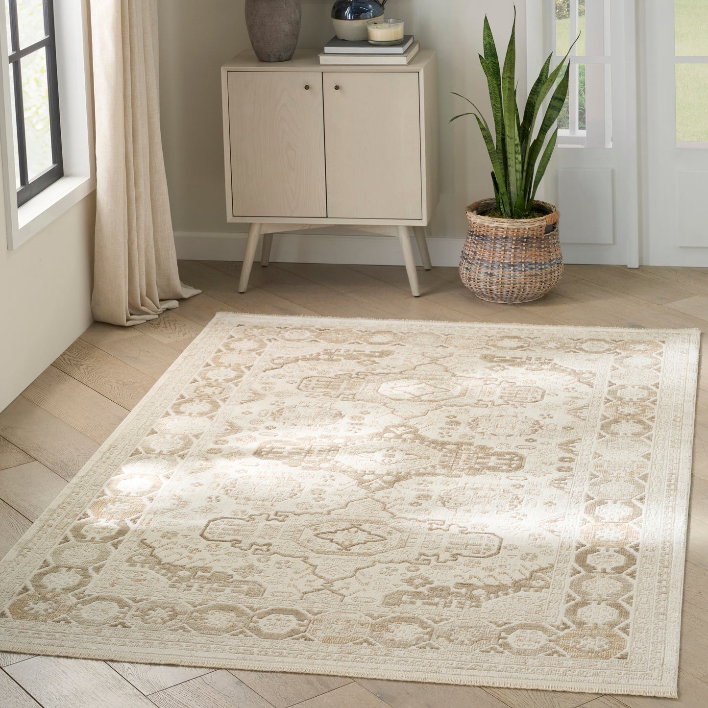 Nourison Pardis 4' x 6' Ivory Beige Vintage Indoor Rug