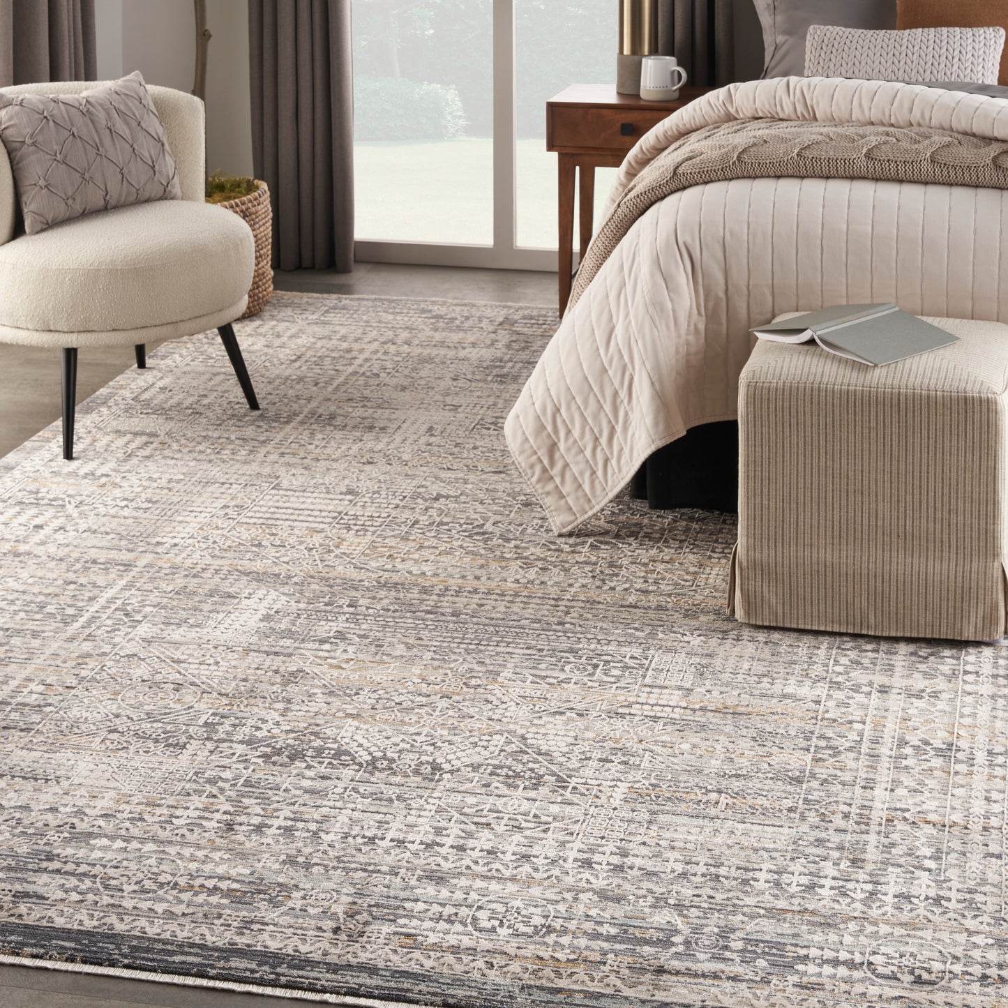 Nourison Lynx 12' x 15'9" Ivory Slate Vintage Indoor Rug
