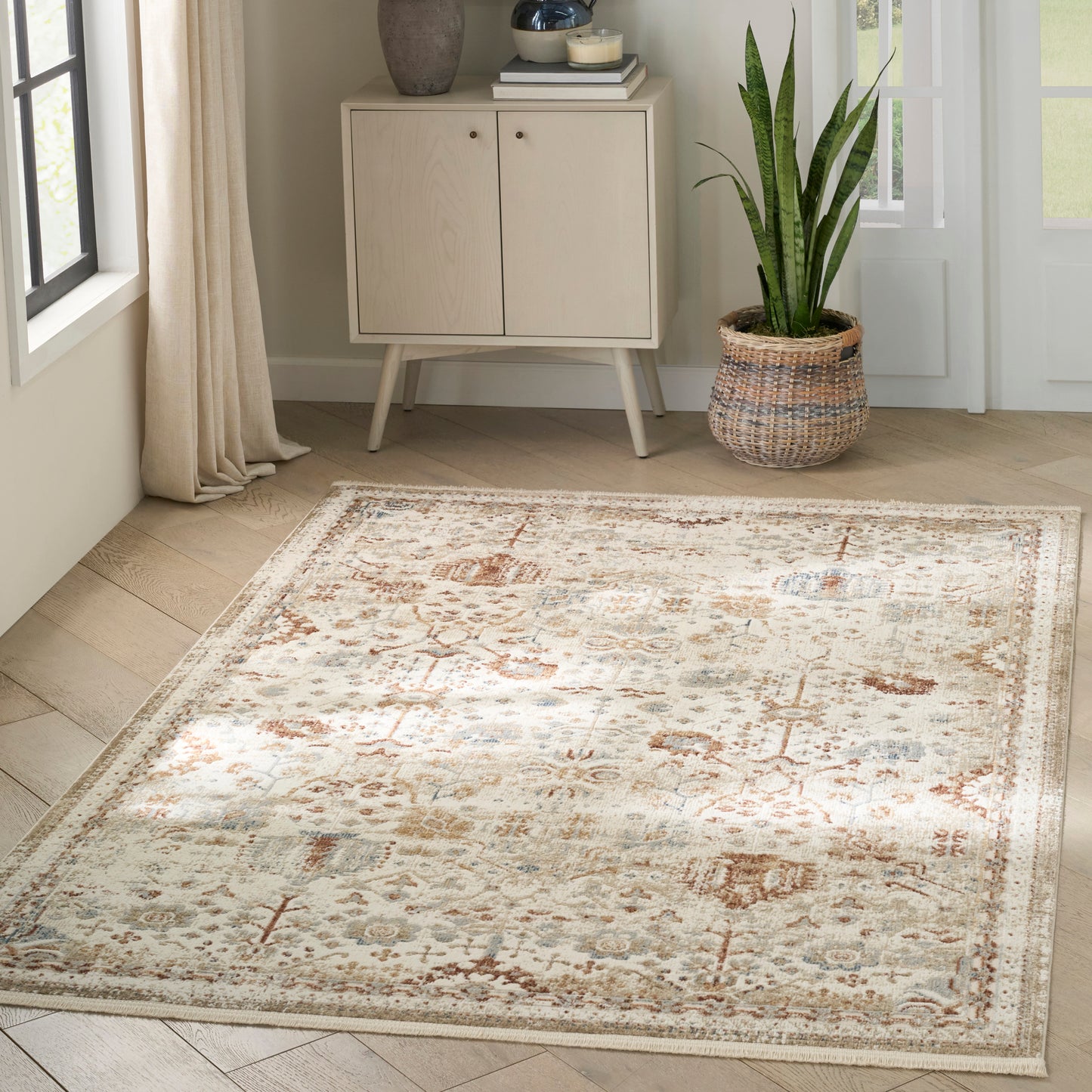 Nourison Pardis 5'3" x 7' Ivory Rust Vintage Indoor Rug