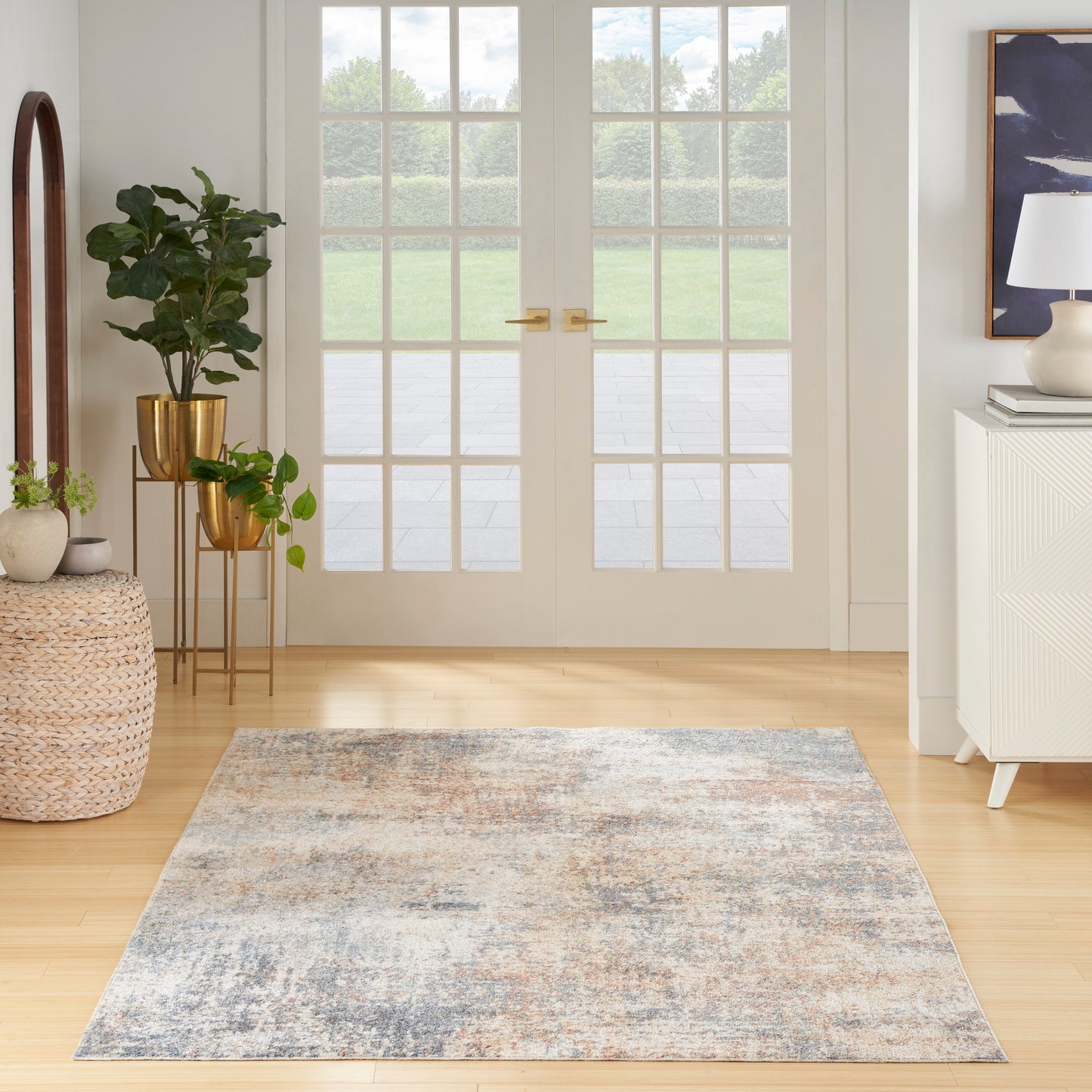 Nourison Astra Machine Washable 5'3" x 7' Multicolor Modern Indoor Rug