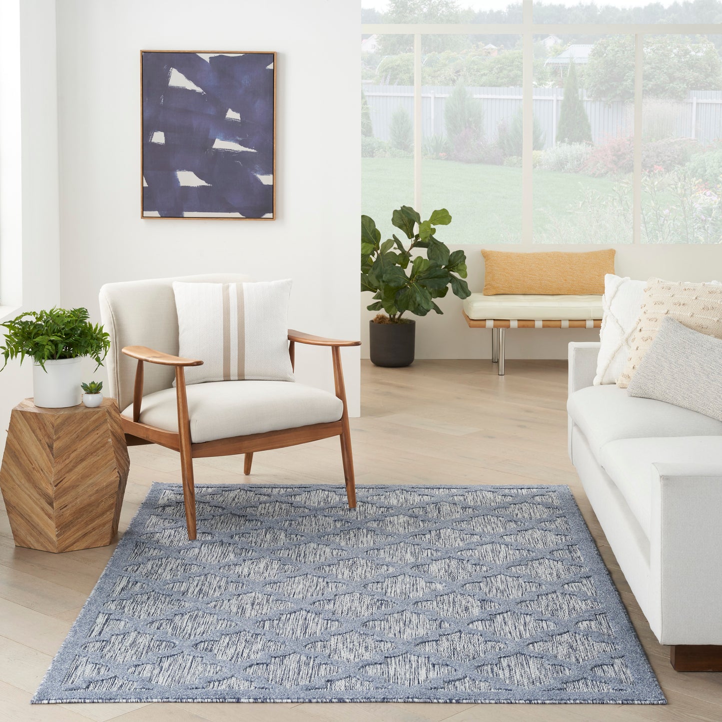 Nourison Easy Care 6' x 9' Denim Blue Modern Rug