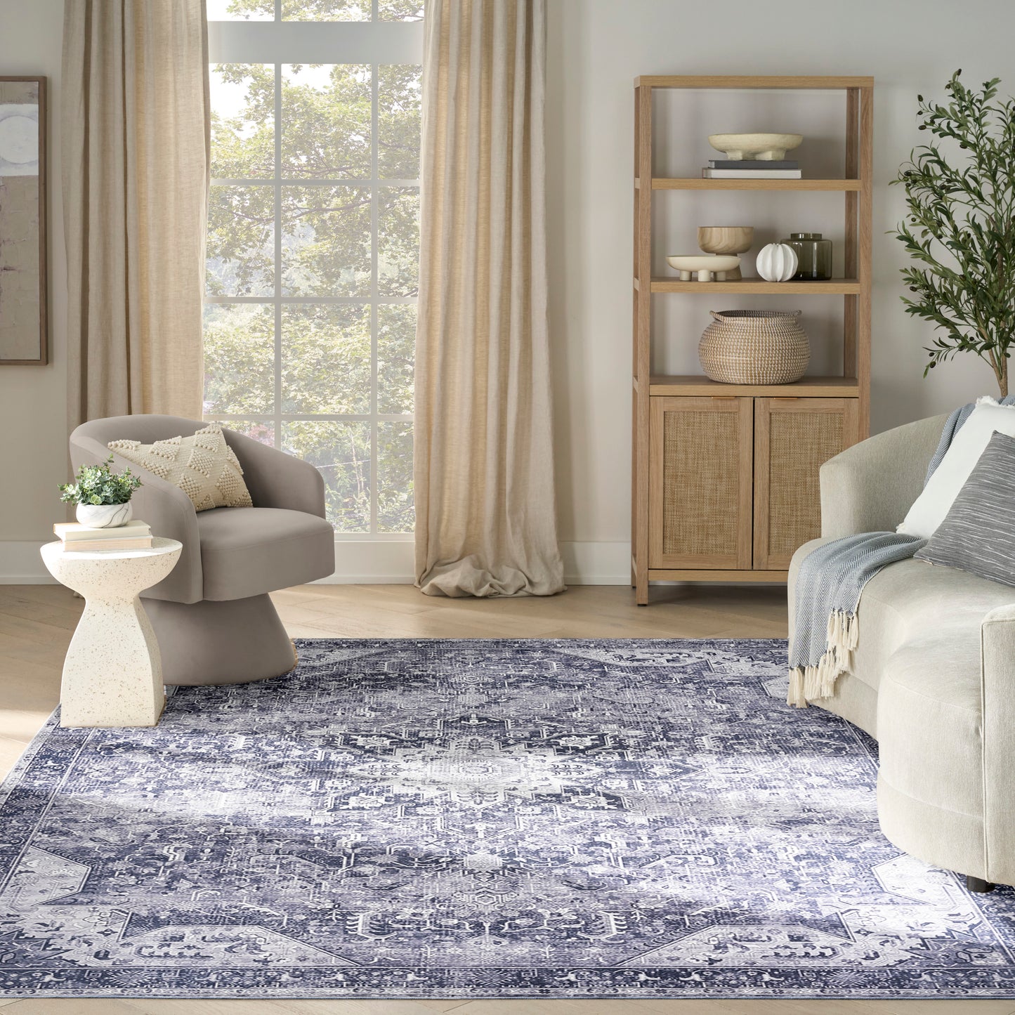 Nourison Nourison Washables 8' x 10' Charcoal Grey Vintage Indoor Rug