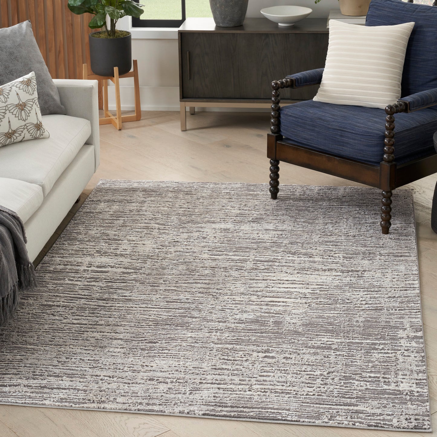 Nourison Sustainable Trends 5'3" x 7'3" Ivory Grey Modern Indoor Rug