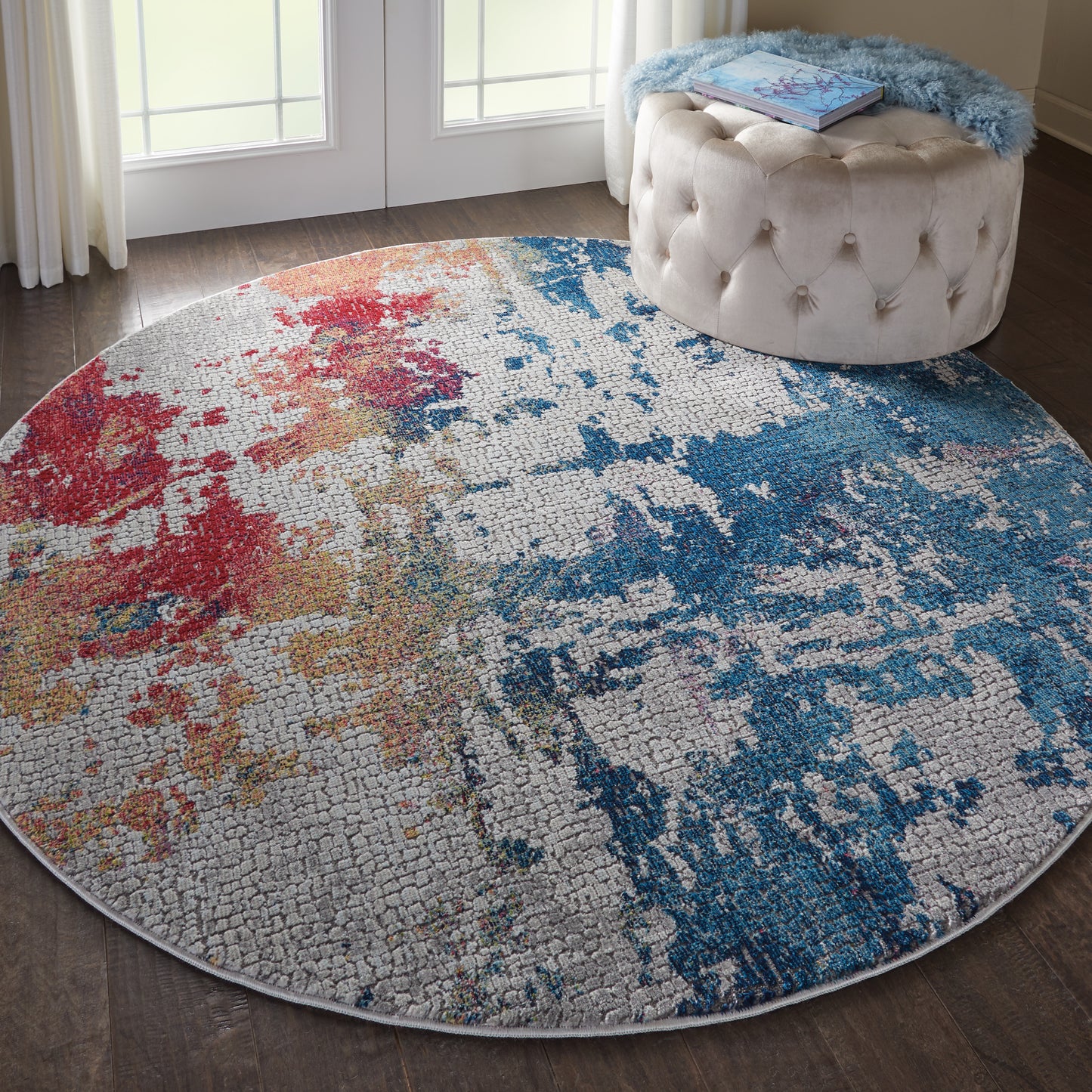 Nourison Ankara Global 6' x Round Multicolor Modern Indoor Rug