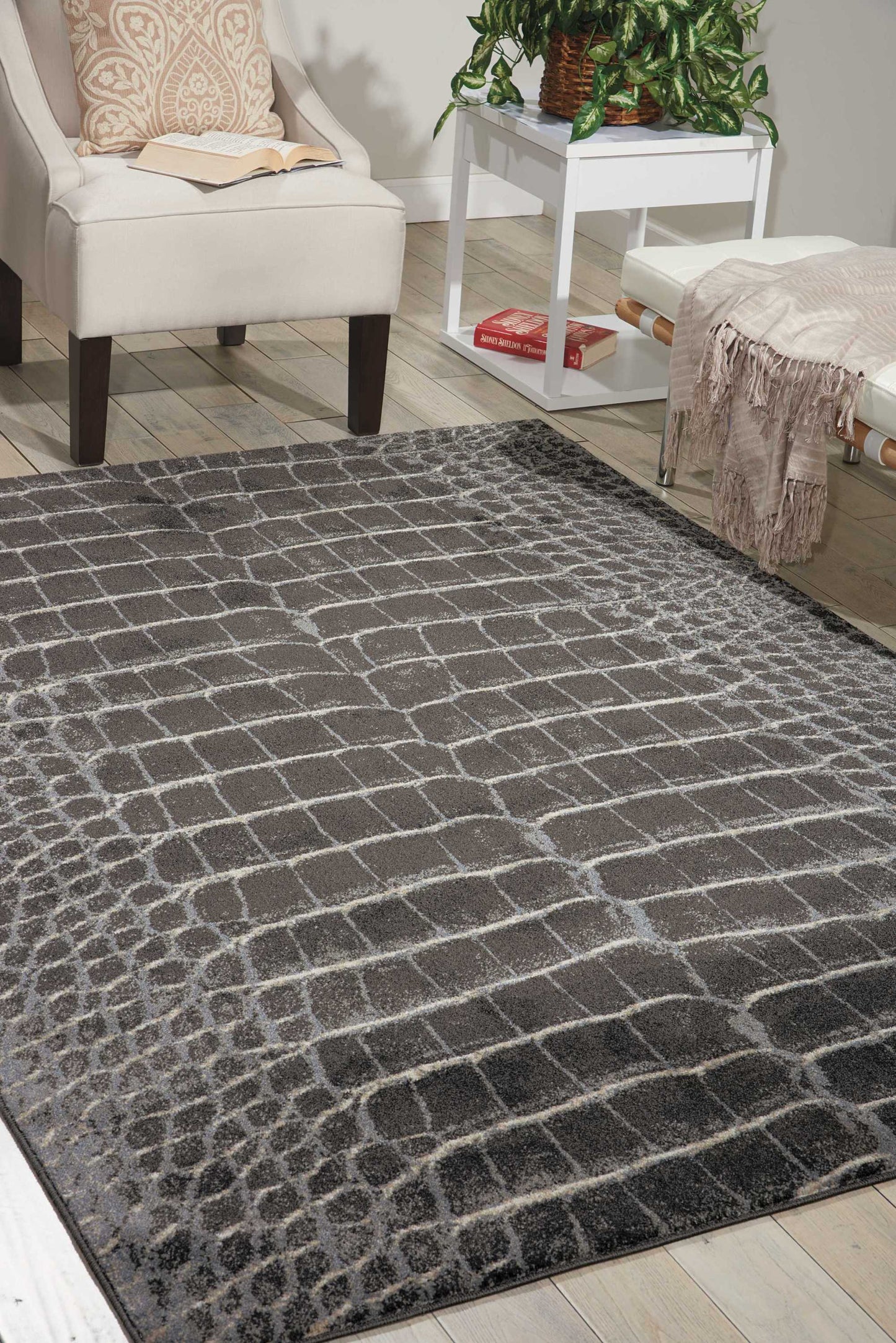 Nourison Maxell 5'3" x 7'3" Charcoal Modern Indoor Rug