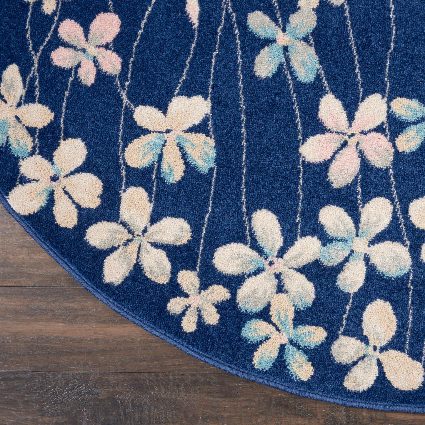 Nourison Tranquil 5'3" x Round Navy Contemporary Indoor Rug