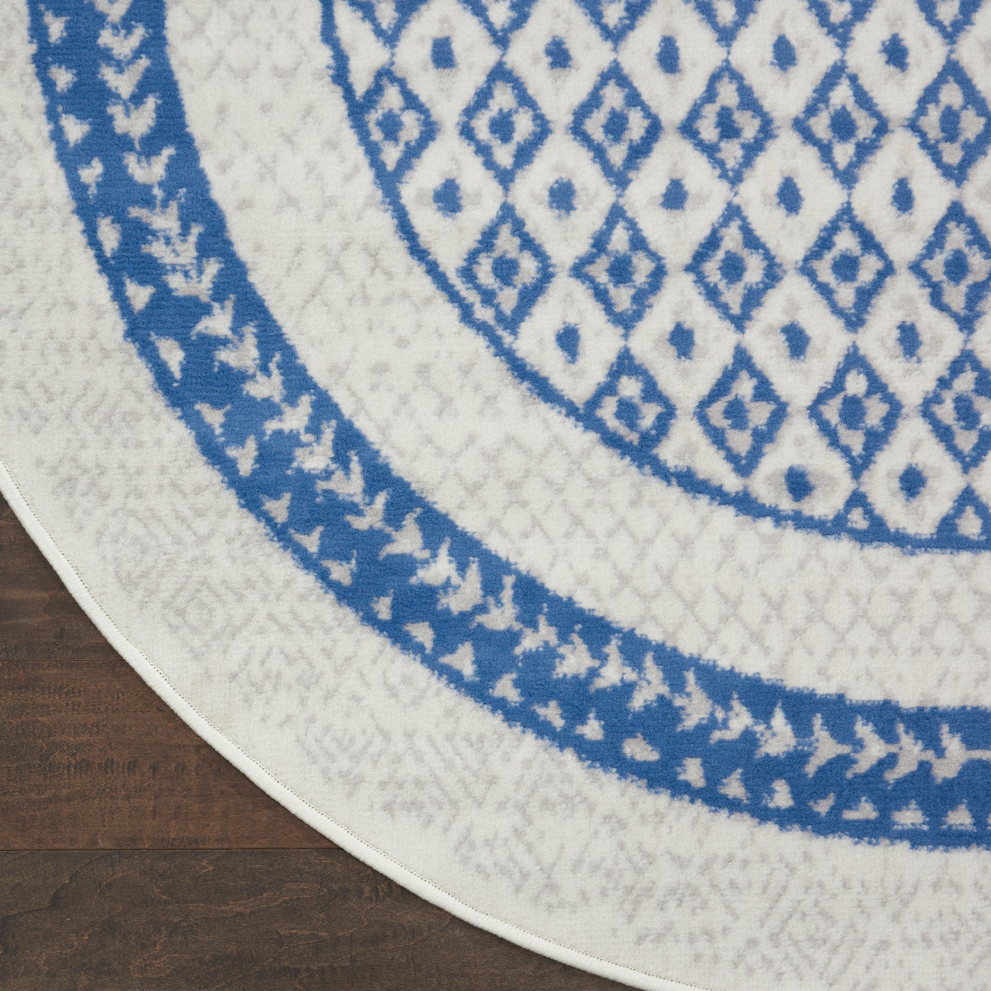 Nourison Whimsicle 8' x Round Ivory Blue Farmhouse Indoor Rug