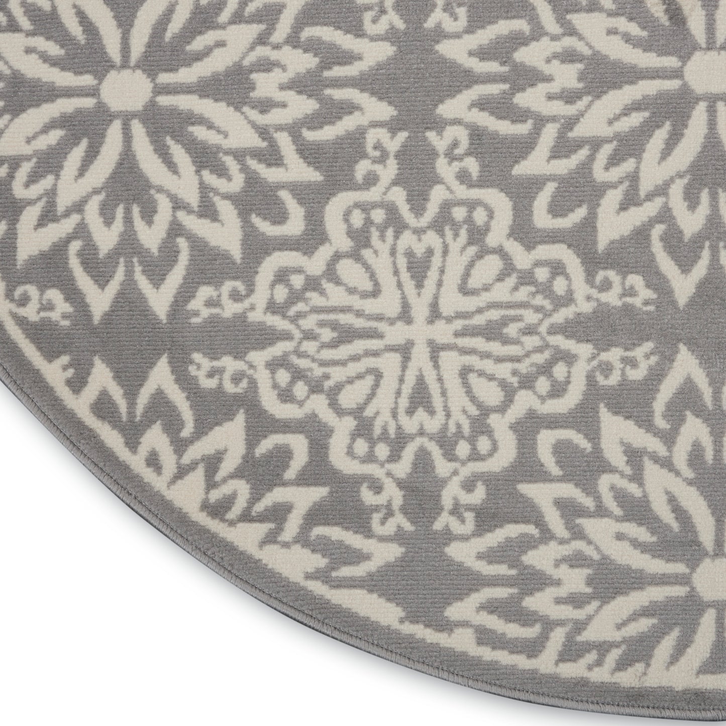 Nourison Jubilant 5'3" x Round Ivory/Grey Farmhouse Indoor Rug