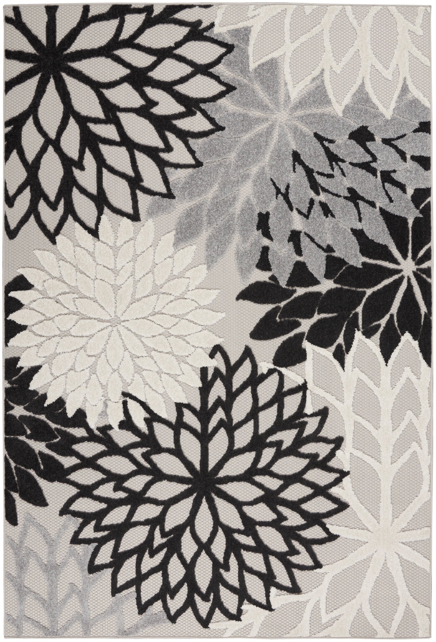 Nourison Aloha 6' x 9' Black White Tropical Rug