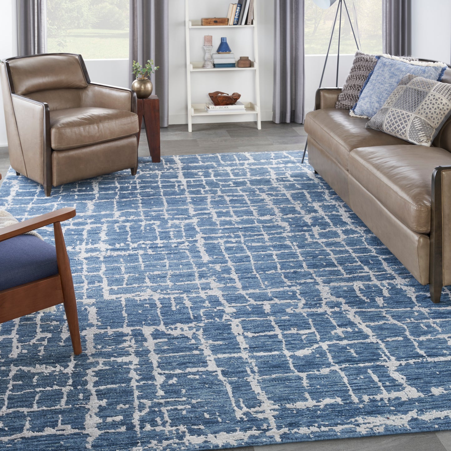 Nourison Luna 9'9" x 13'9" Blue Silver Modern Indoor Rug