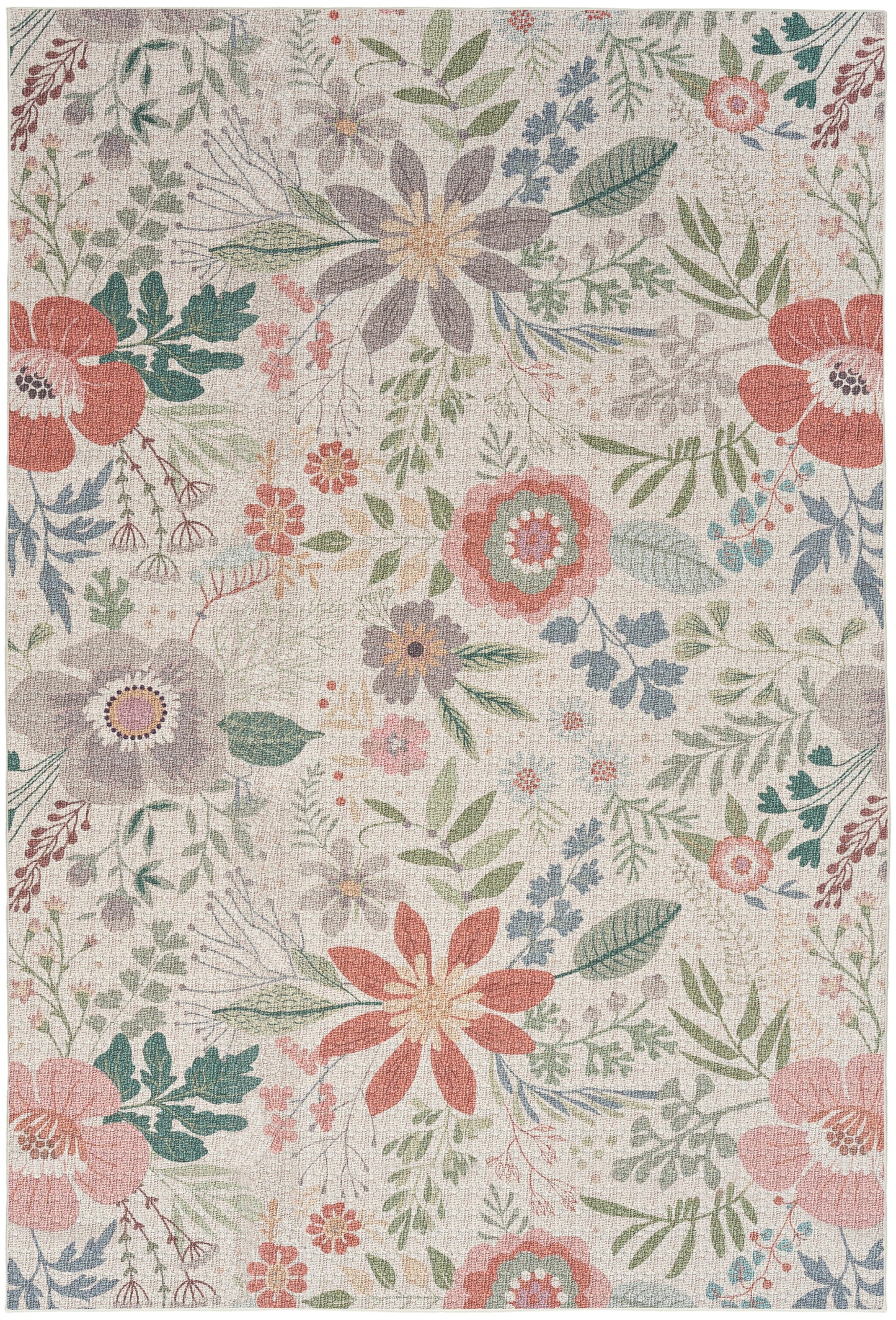 Nourison Nourison Washables 4' x 6' Cream Multicolor Farmhouse Indoor Rug