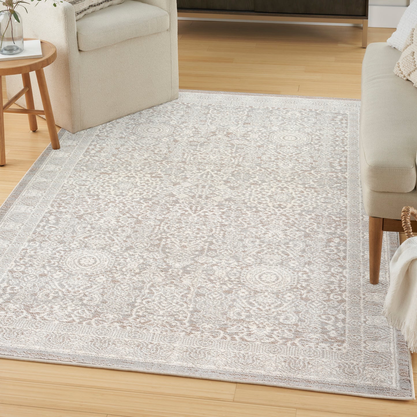Nourison Eco Cycle 3'11" x 5'11" Silver Ivory Vintage Indoor Rug