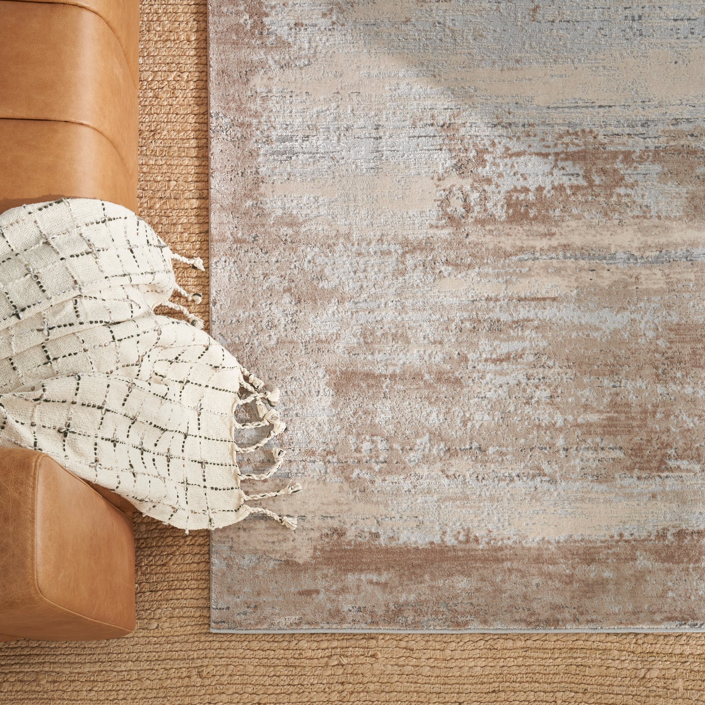 Nourison Natural Jute 6' x 9' Bleached Farmhouse Indoor Rug