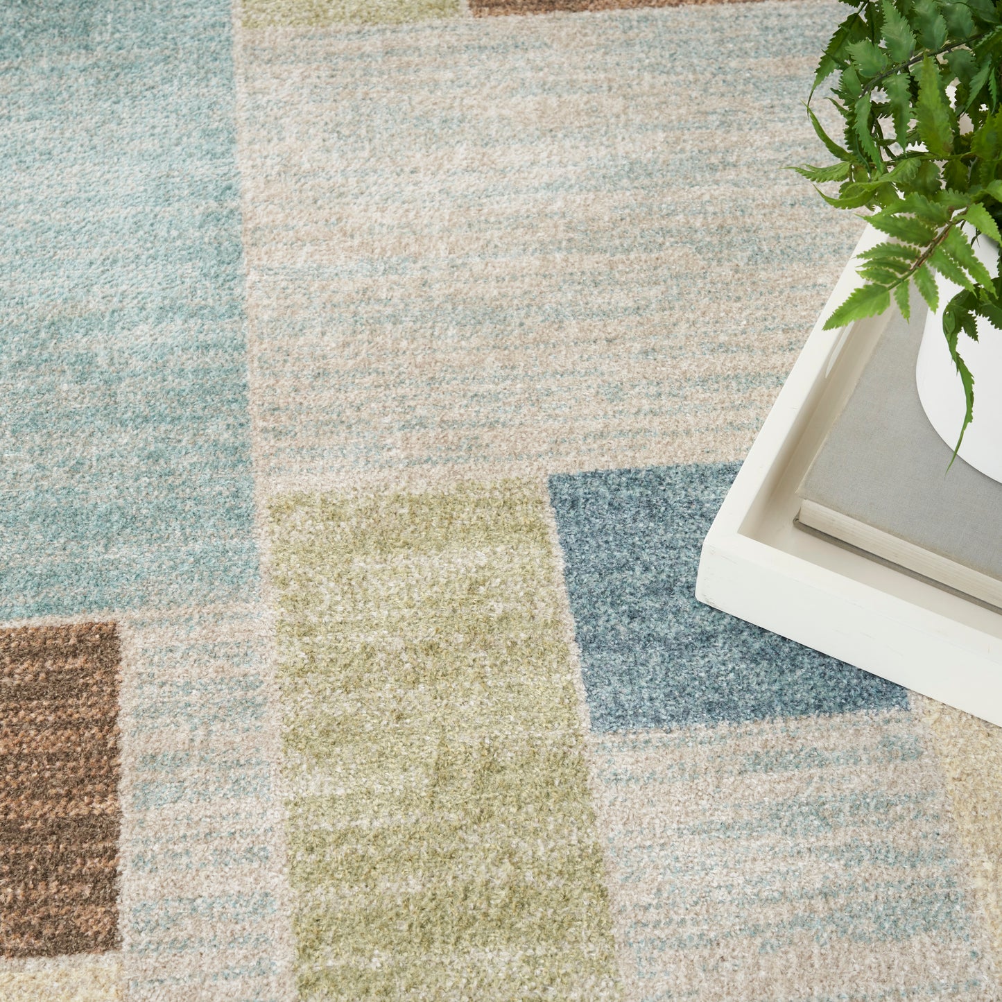 Nourison Astra Machine Washable 9' x 12' Blue Green Multi Modern Indoor Rug