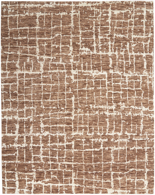 Nourison Luna 7'9" x 9'9" Mocha Ivory Modern Indoor Rug