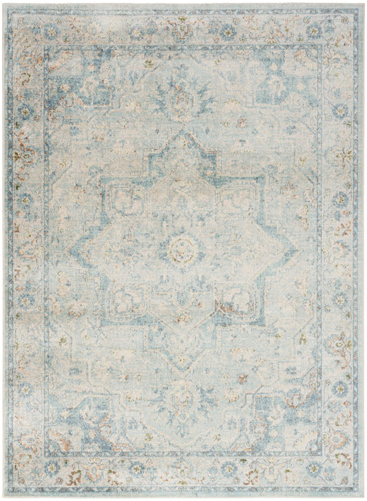 Nourison Astra Machine Washable 4' x 6' Light Blue Vintage Indoor Rug