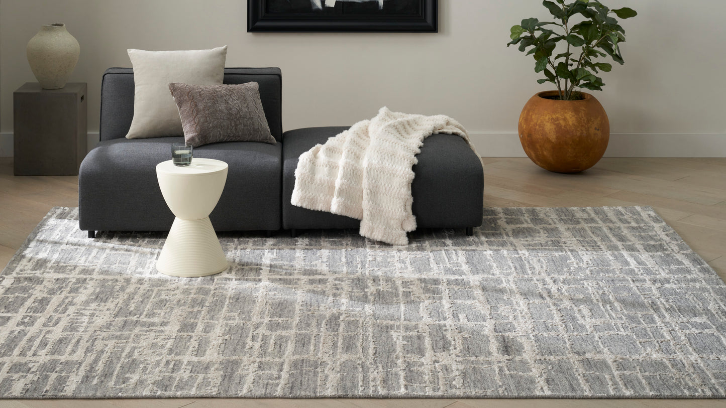 Nourison Luna 7'9" x 9'9" Grey Silver Modern Indoor Rug
