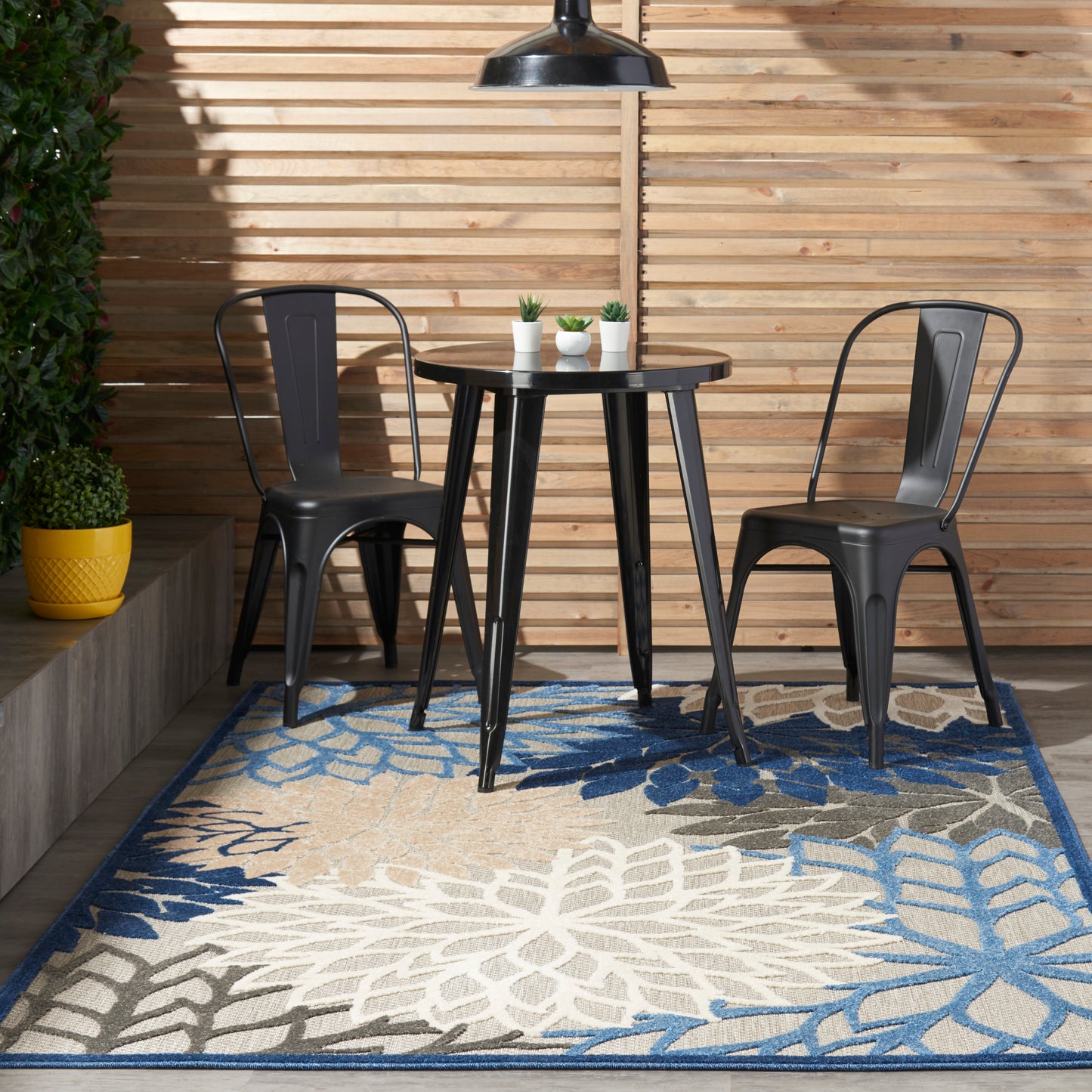 Nourison Aloha 3'6" x 5'6" Blue Multicolor Tropical Rug