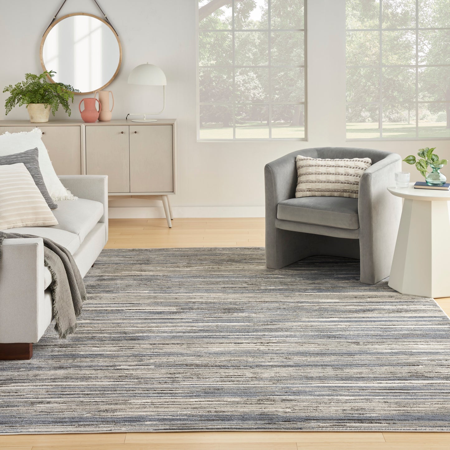Nourison Serenity Home 9' x 12' Ivory Grey Blue Modern Indoor Rug