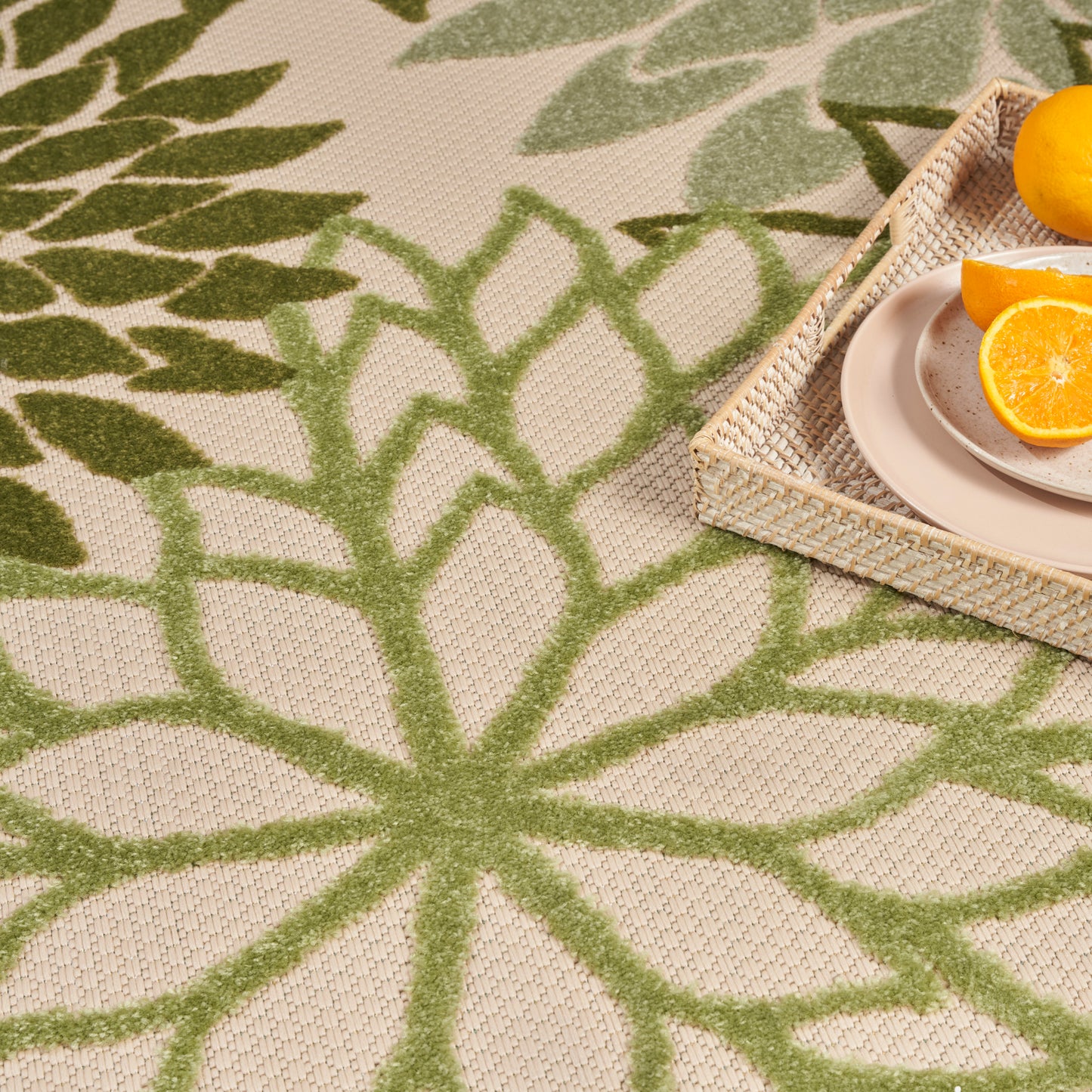 Nourison Aloha 9' x 12' Ivory Green Tropical Rug