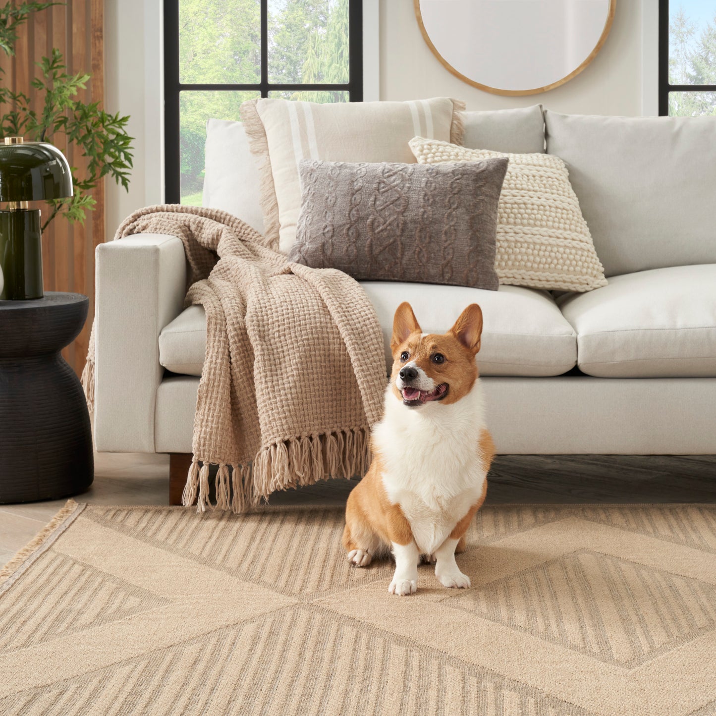 Nourison Washable Jute 3'11" x 5'11" Natural Beige Modern Indoor Rug