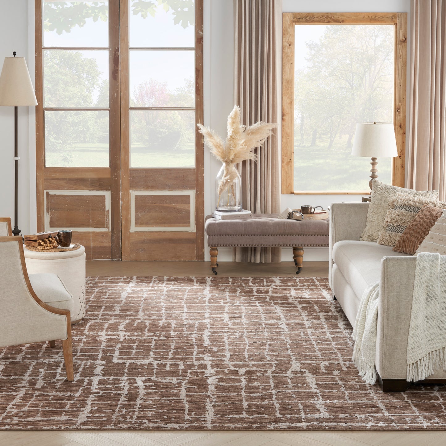 Nourison Luna 9'9" x 13'9" Mocha Ivory Modern Indoor Rug