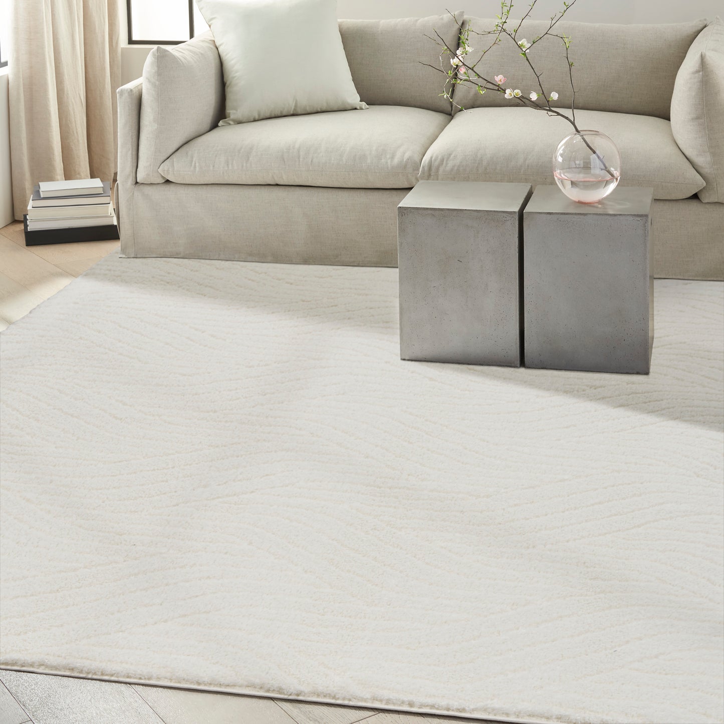 Calvin Klein Surfaces 7'10" x 9'10" Ivory Shag Indoor Rug