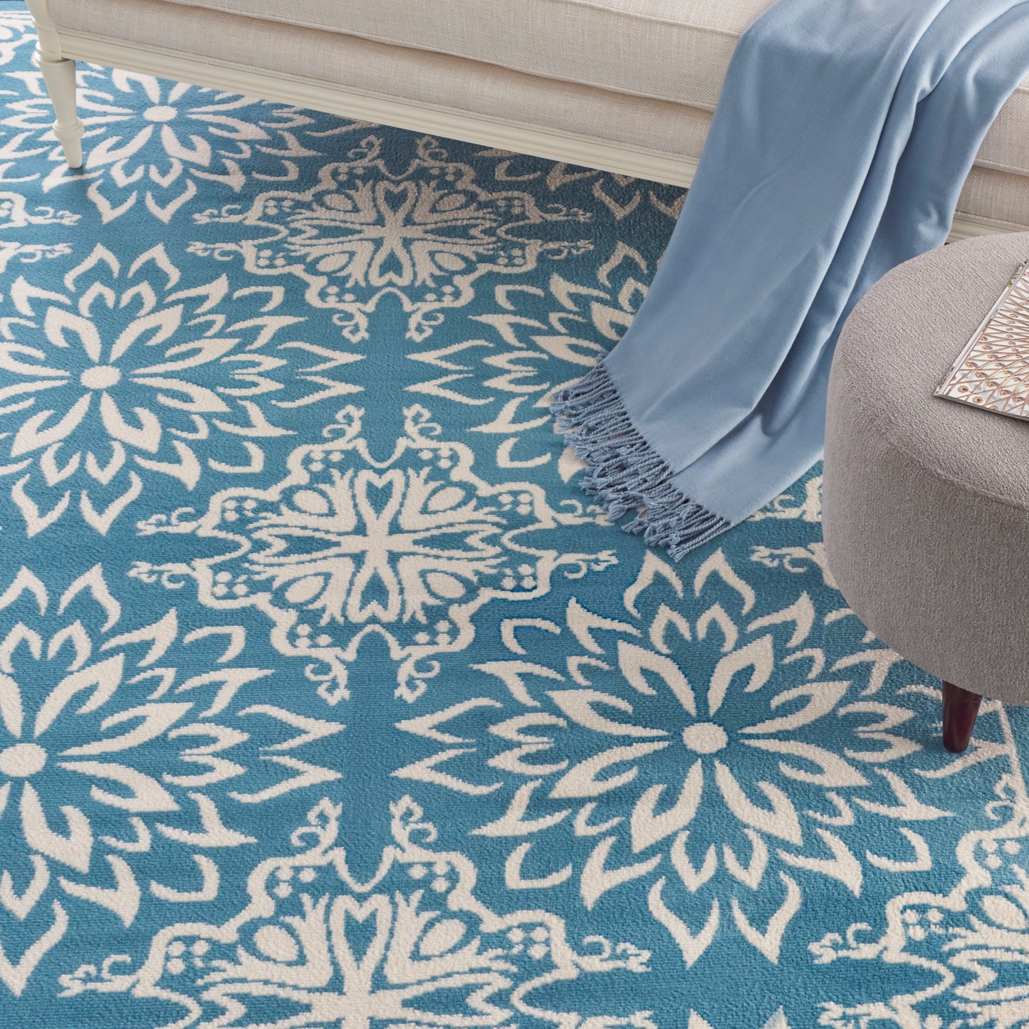 Nourison Jubilant 7'10" x 9'10" Ivory Blue Farmhouse Indoor Rug