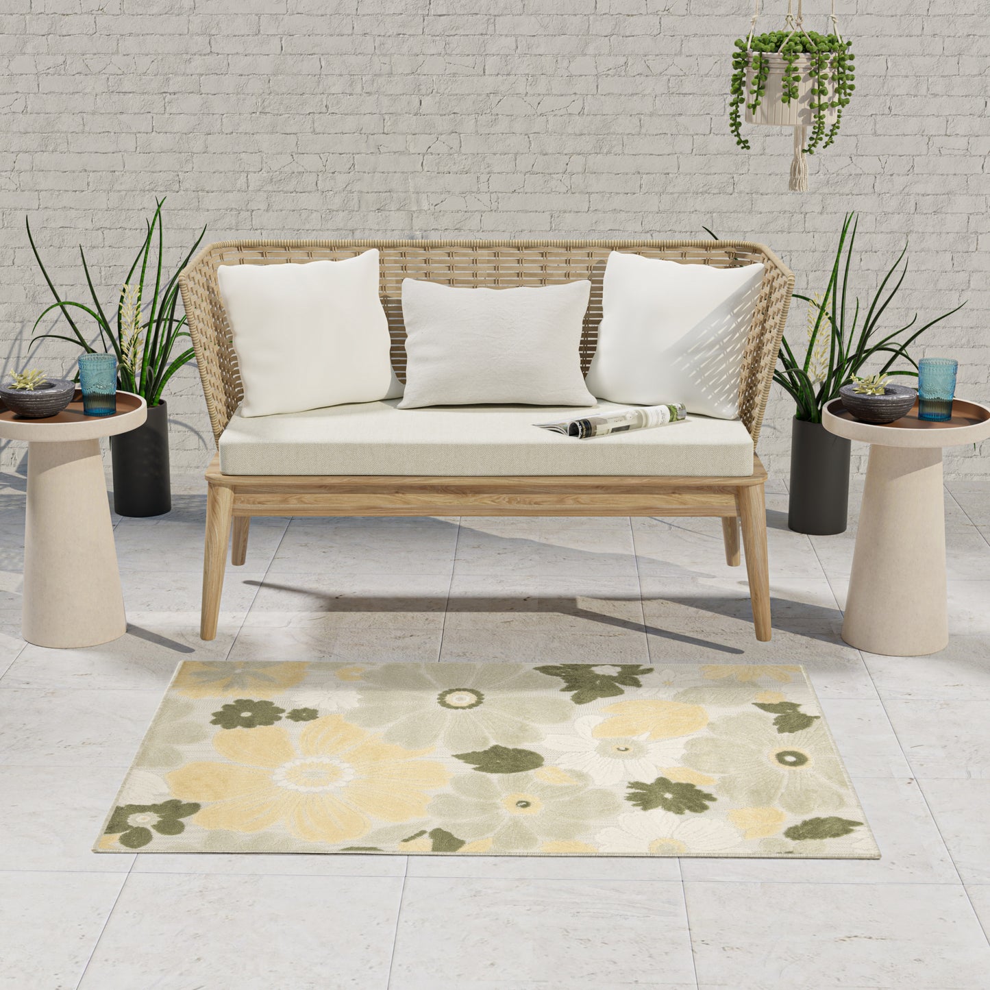 Nourison Aloha 2'8" x 4' Ivory Green Modern Rug