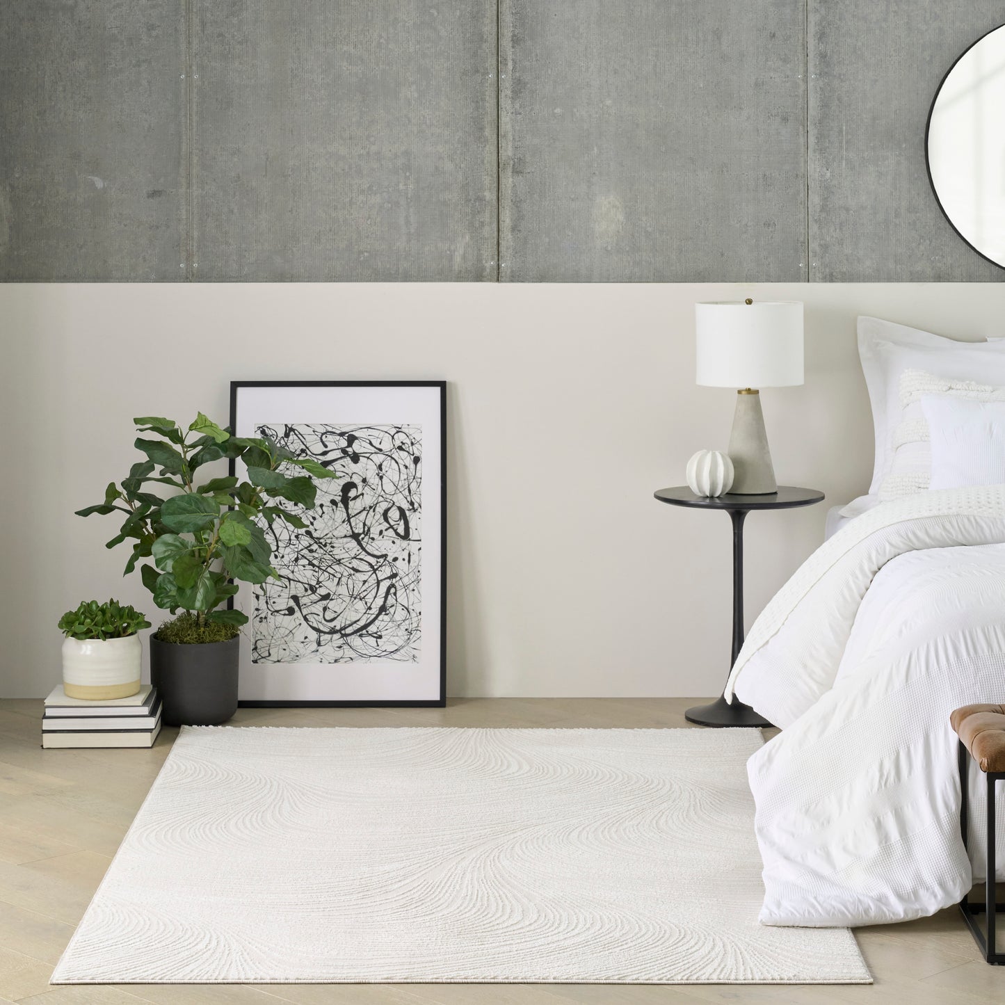 DKNY Central Park West 3'11" x 5'11" Ivory Modern Indoor Rug