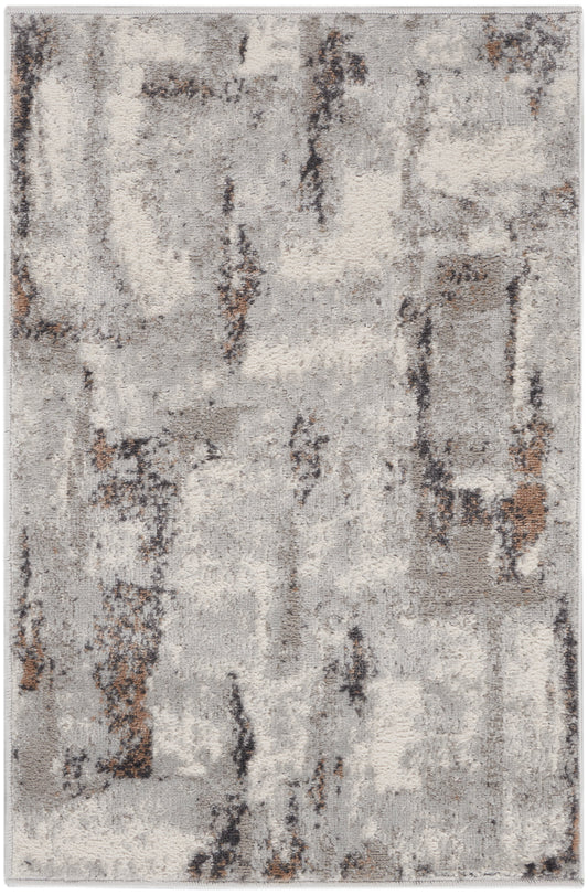 Nourison Elation 2' x 3' Grey Ivory Modern Indoor Rug