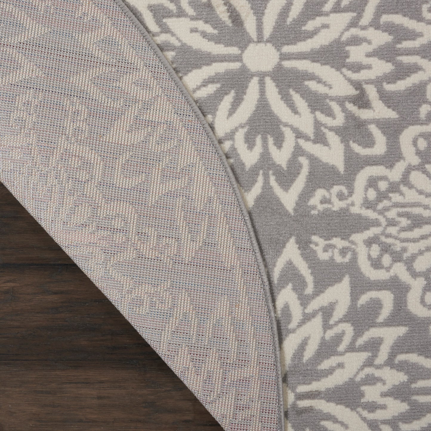 Nourison Jubilant 5'3" x Round Ivory/Grey Farmhouse Indoor Rug